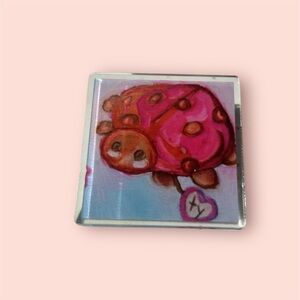 Pink and Brown Ladybug Small Pet Decor